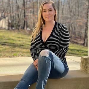 Black/white stripe madi wrap top